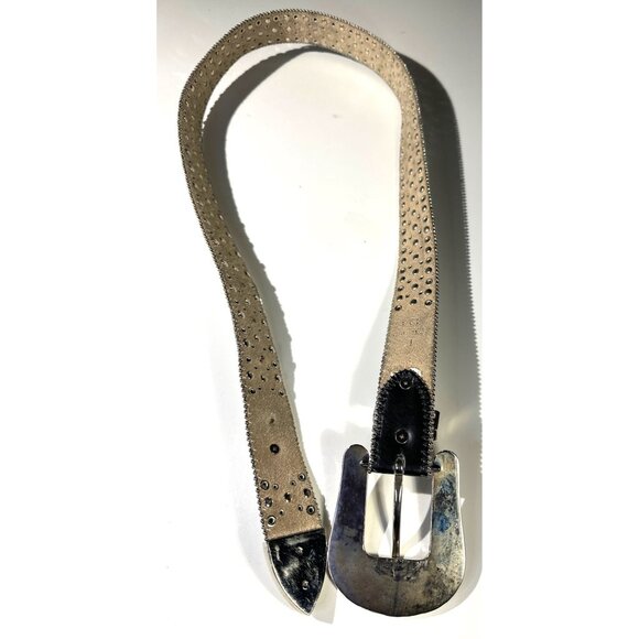 BHW Black Leather & Rhinestone Belt Women’s Size Large - Picture 3 of 16